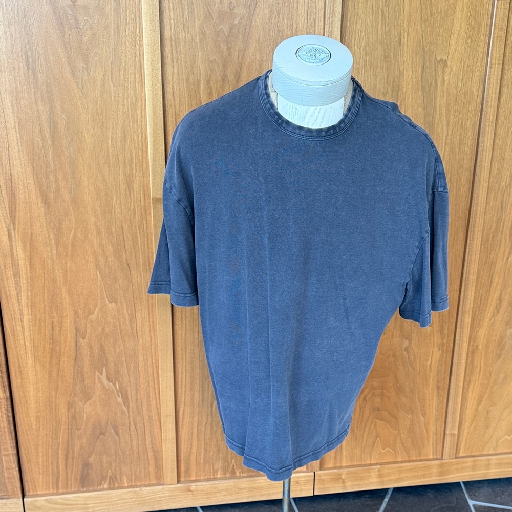 Zara Men's Washed Crew Neck T-Shirt - charcoal